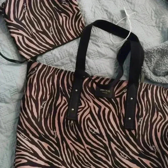 SALE NWT Jimmy Choo pink candice zebra bag set 2 pieces - Picture 2 of 2
